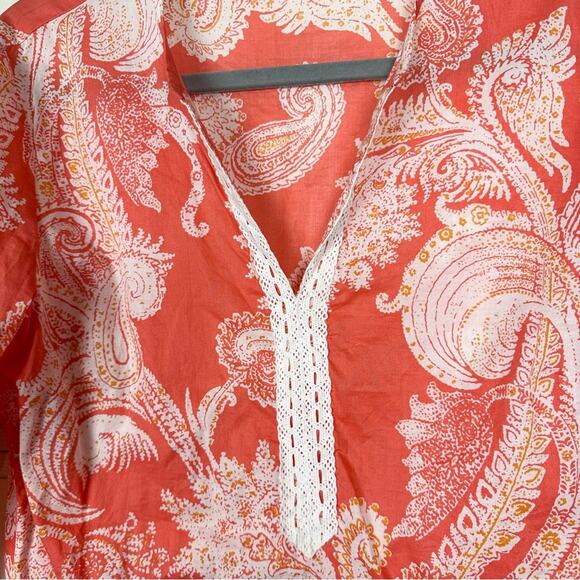 J. McLaughlin Cotton Paisley V-Neck Blouse Size Medium - Picture 2 of 6